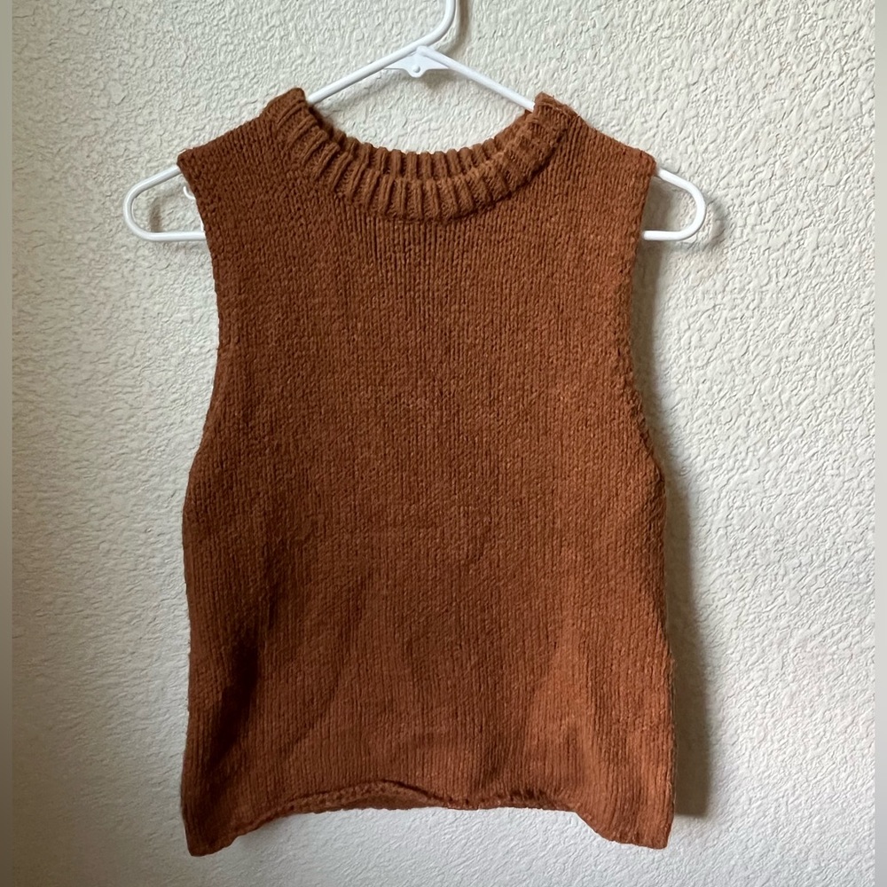small brown zara sweater vest
